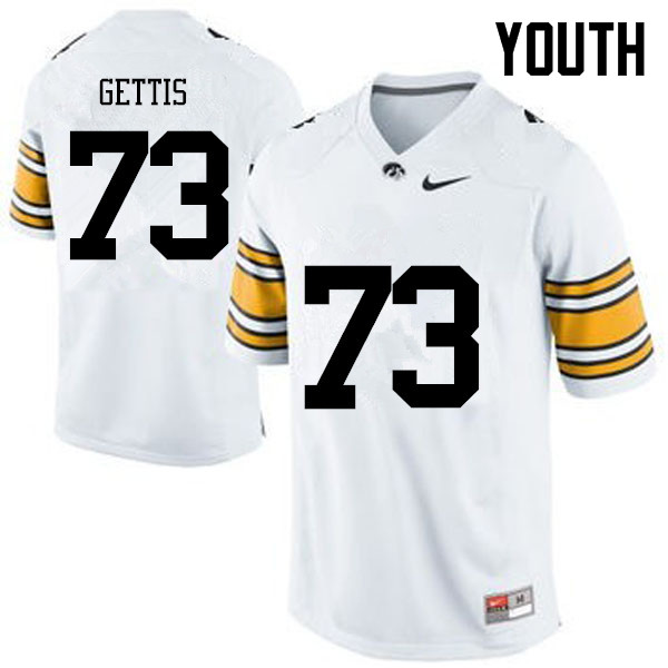 Youth Iowa Hawkeyes #73 Adam Gettis College Football Jerseys-White